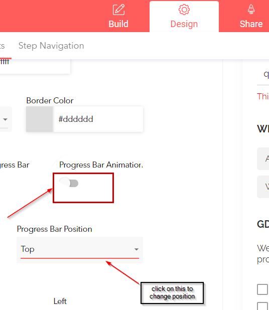 Toggle the Progress Bar Animation on or off to enable/disable the animation